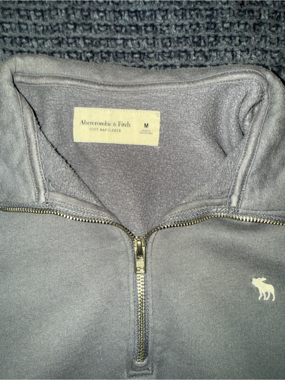 Abercrombie & Fitch Charcoal Gray Quarter-Zip Fleece Pullover
